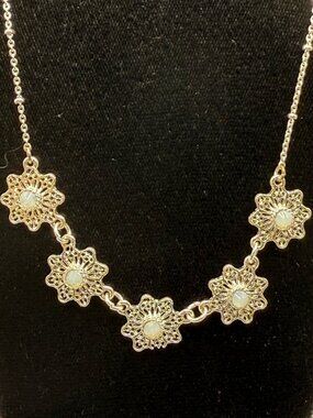 Lauren Conrad Silver Necklace w/Opal Colored Crystals